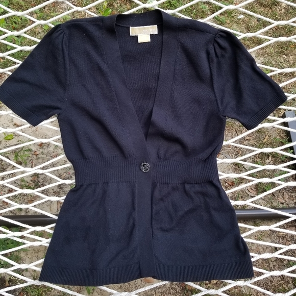 Michael Kors Sweaters - Michael Kors Black Short Sleeve Cardigan Sweater